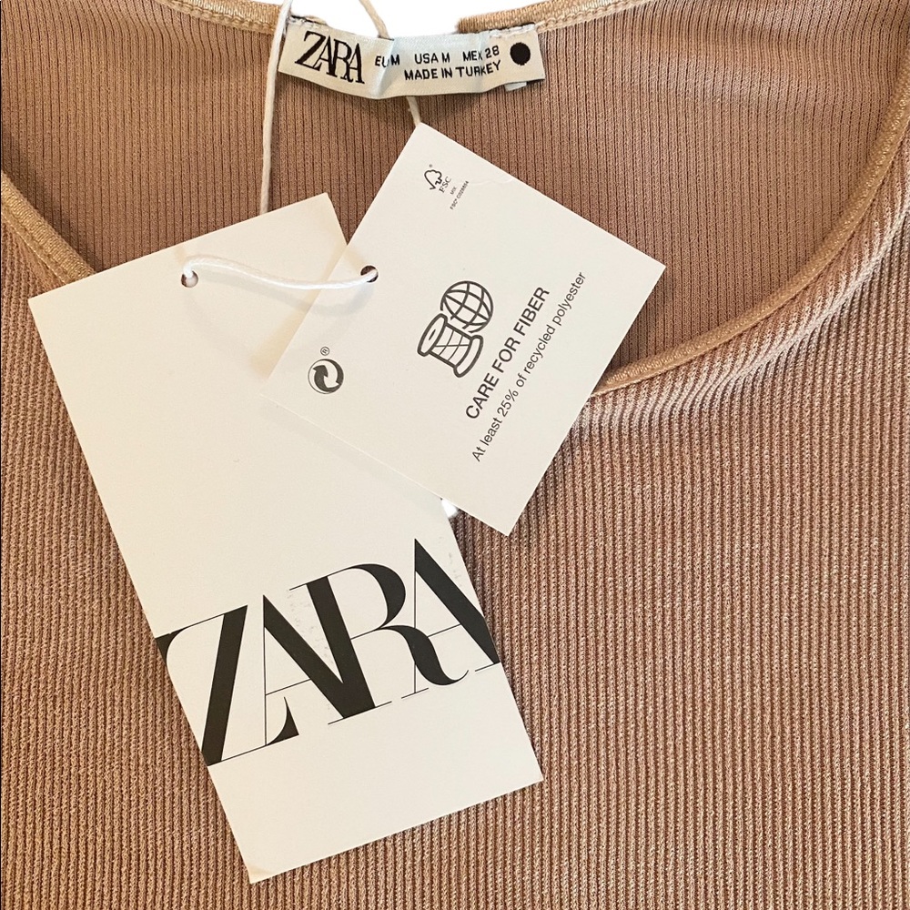 🛑SOLD ON MERCARI🛑 Zara Tank Top NWT Ribbed Tan Color Womens Size M - Picture 7 of 7